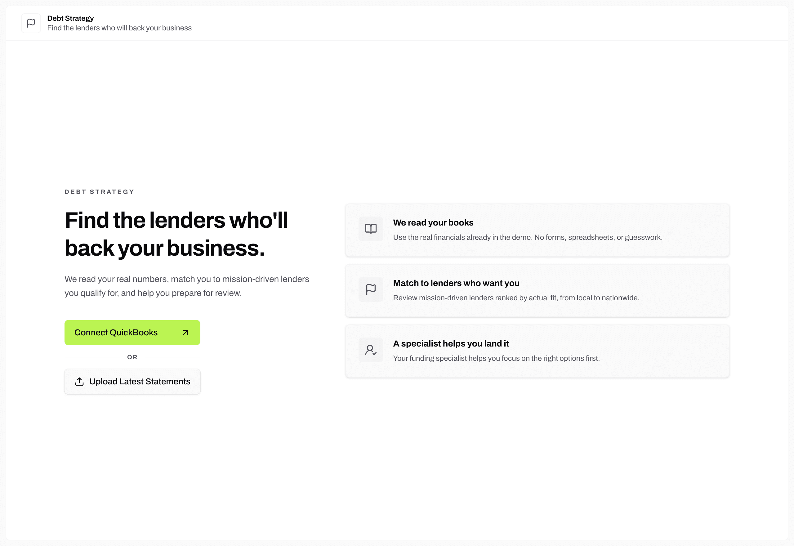Debt Strategy matching a business to lenders that fit